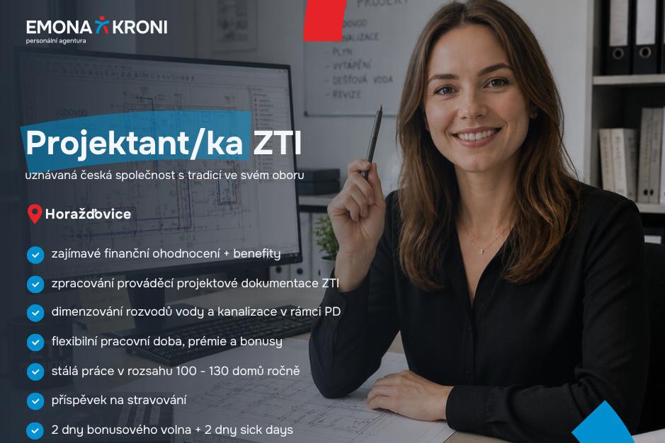 Projektant/ka ZTI | zajímavé finanční ohodnocení