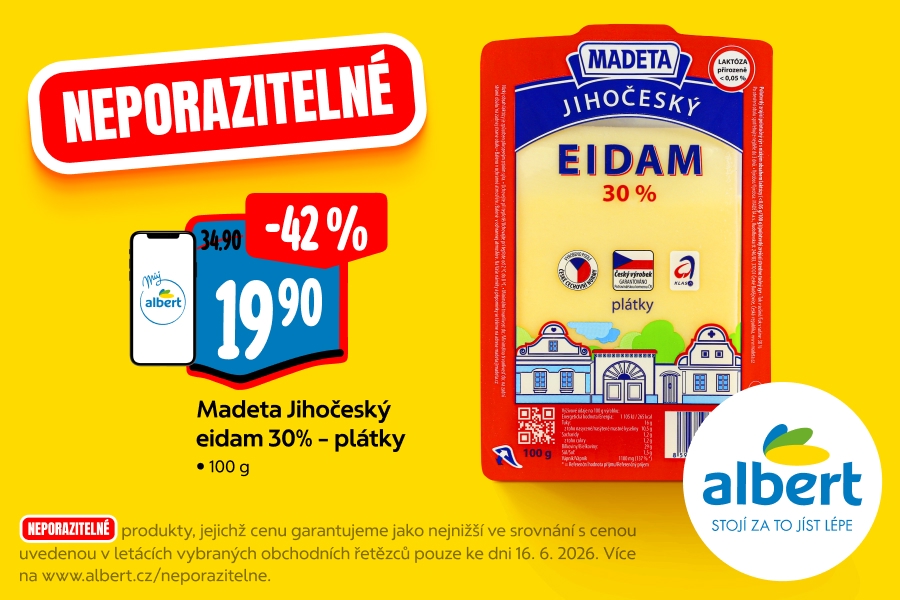 Madeta Jihočeský eidam 30% – plátky