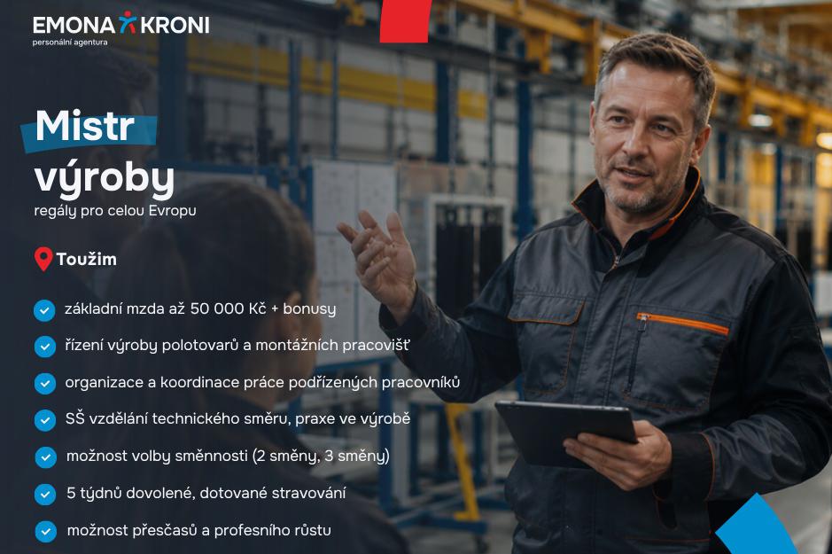 Mistr výroby | 2 směny | 50 000 Kč
