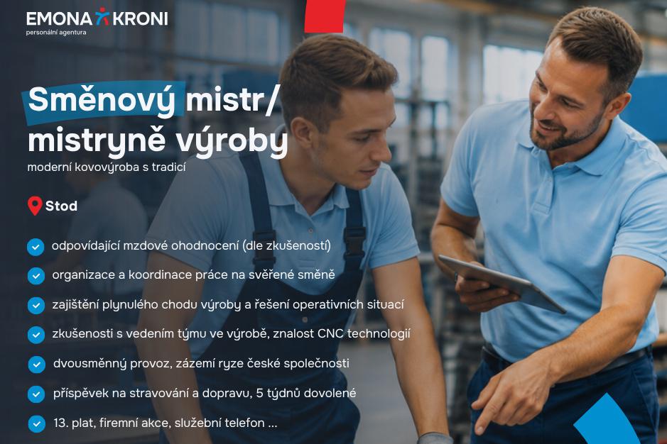 Směnový mistr/mistryně výroby | 2 směny