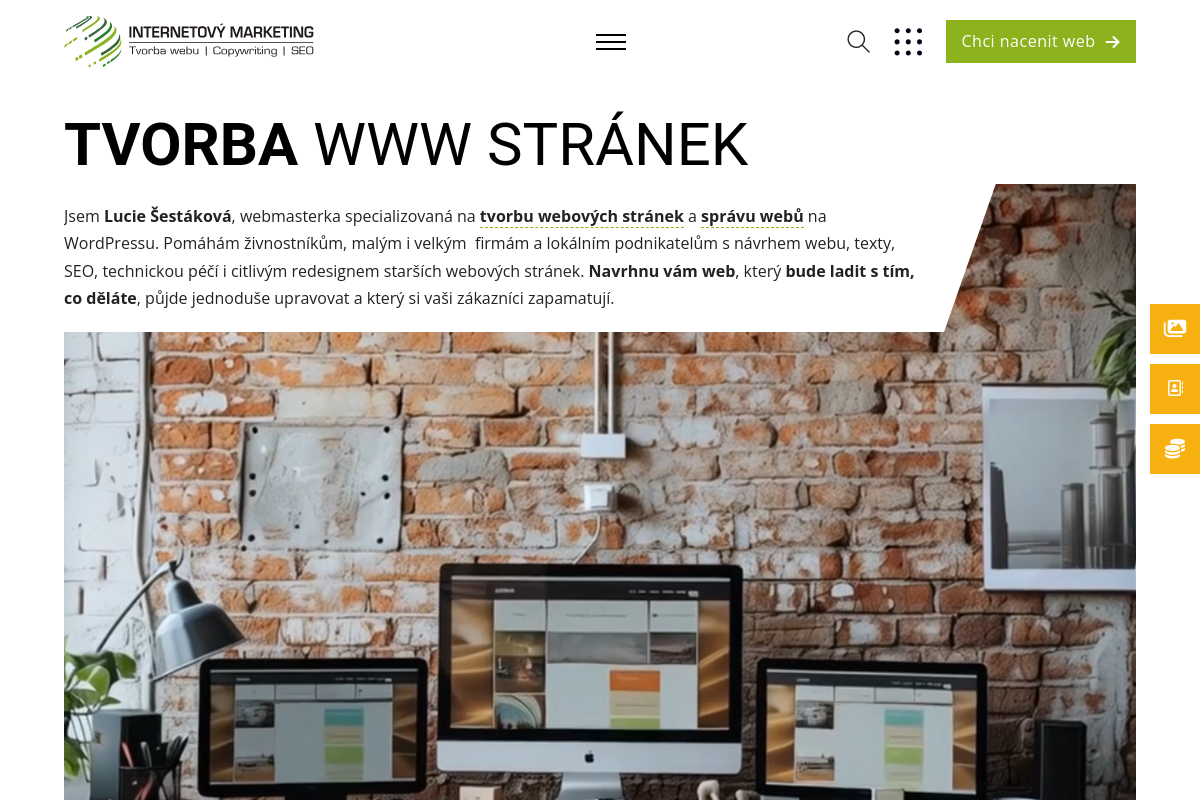 Lucie Šestáková - tvorba webových stránek a e-shopů