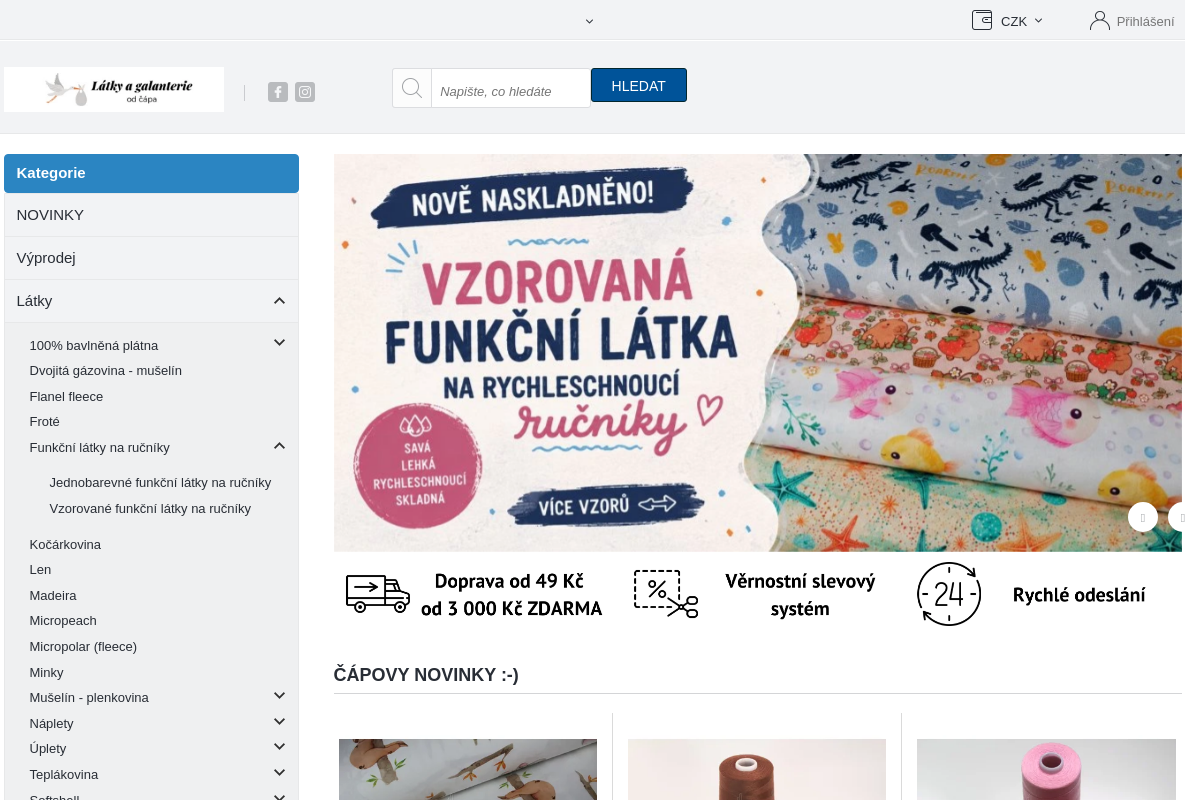 Látky a galanterie od čápa