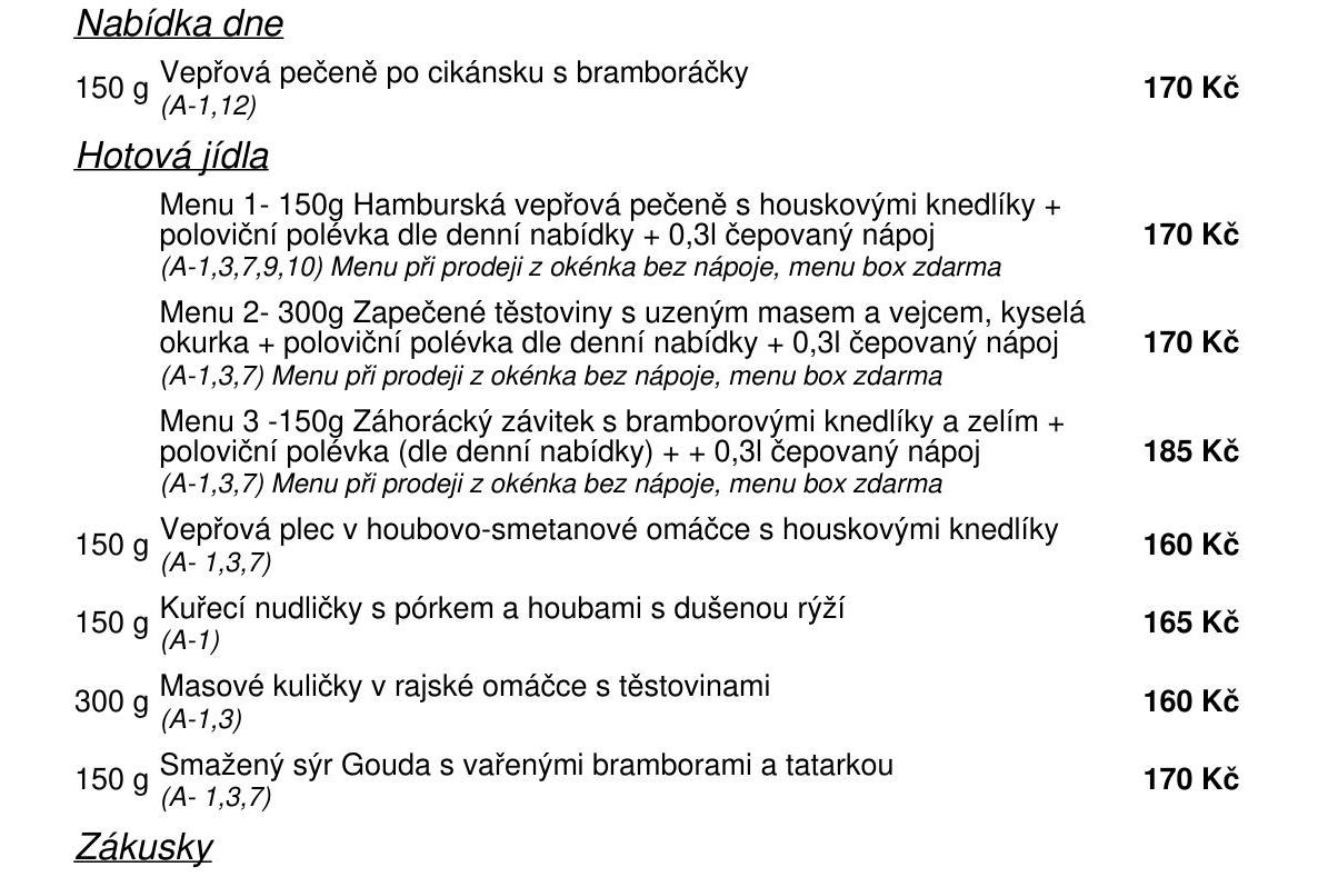 Jídelní nabídka  28.7. 2026