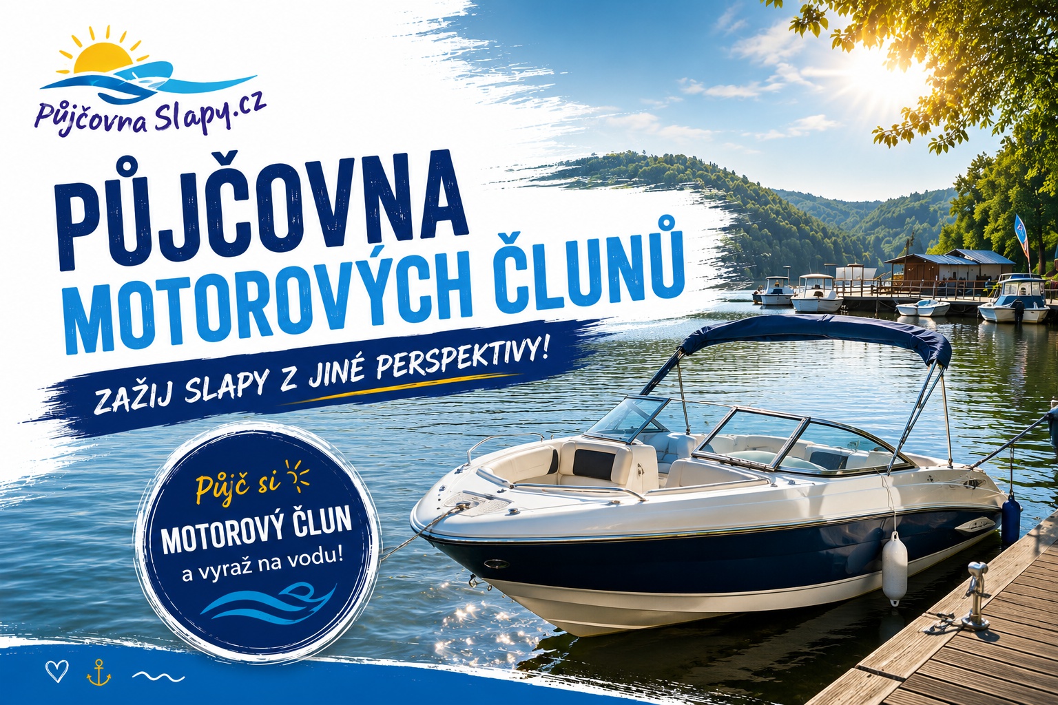 Půjčovna motorových člunů na Slapech