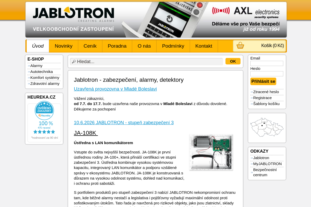 AXL electronics - velkoobchodní zastoupení JABLOTRON