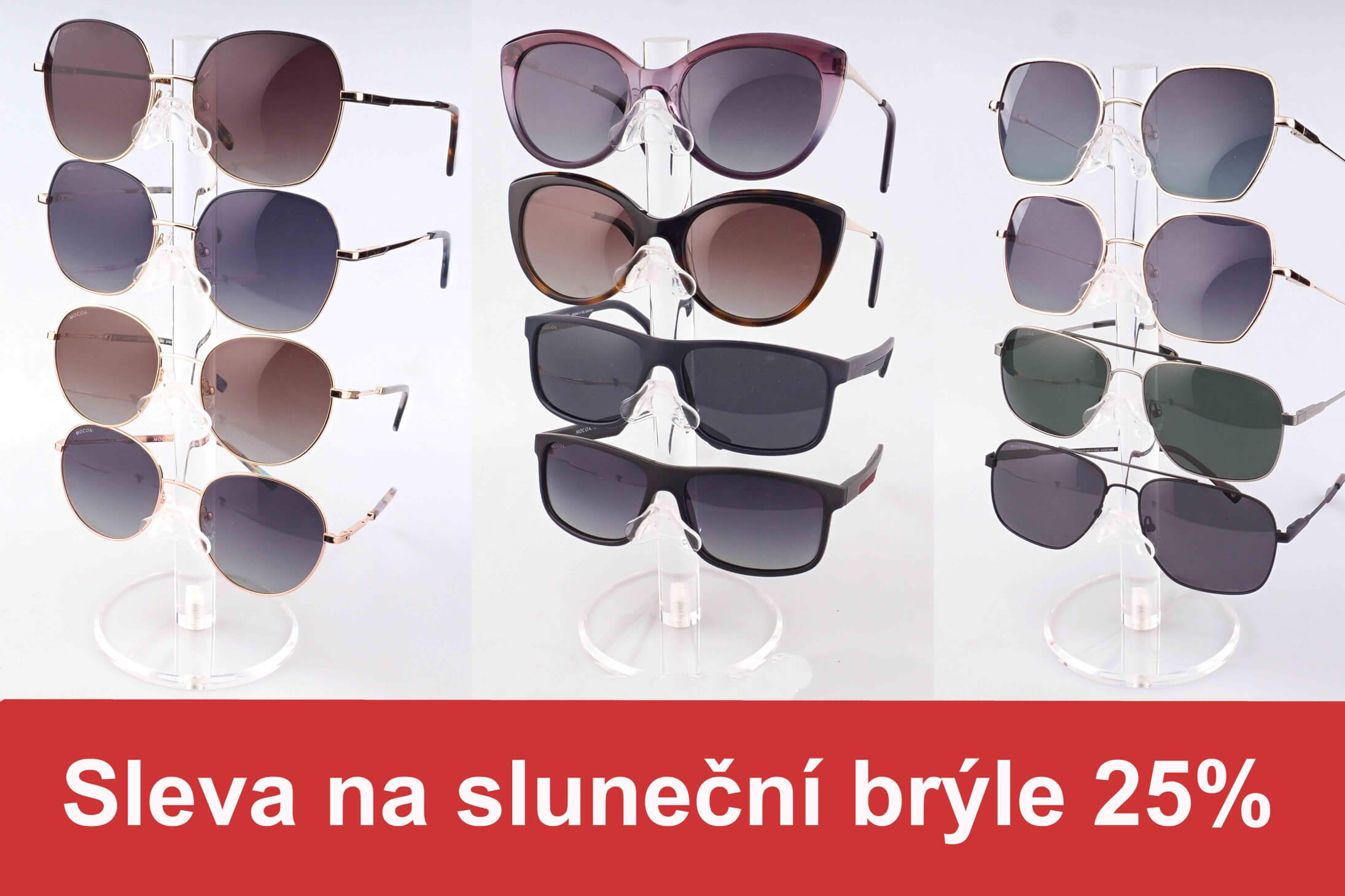 Sezóní sleva 25 % na všechny sluneční brýle.