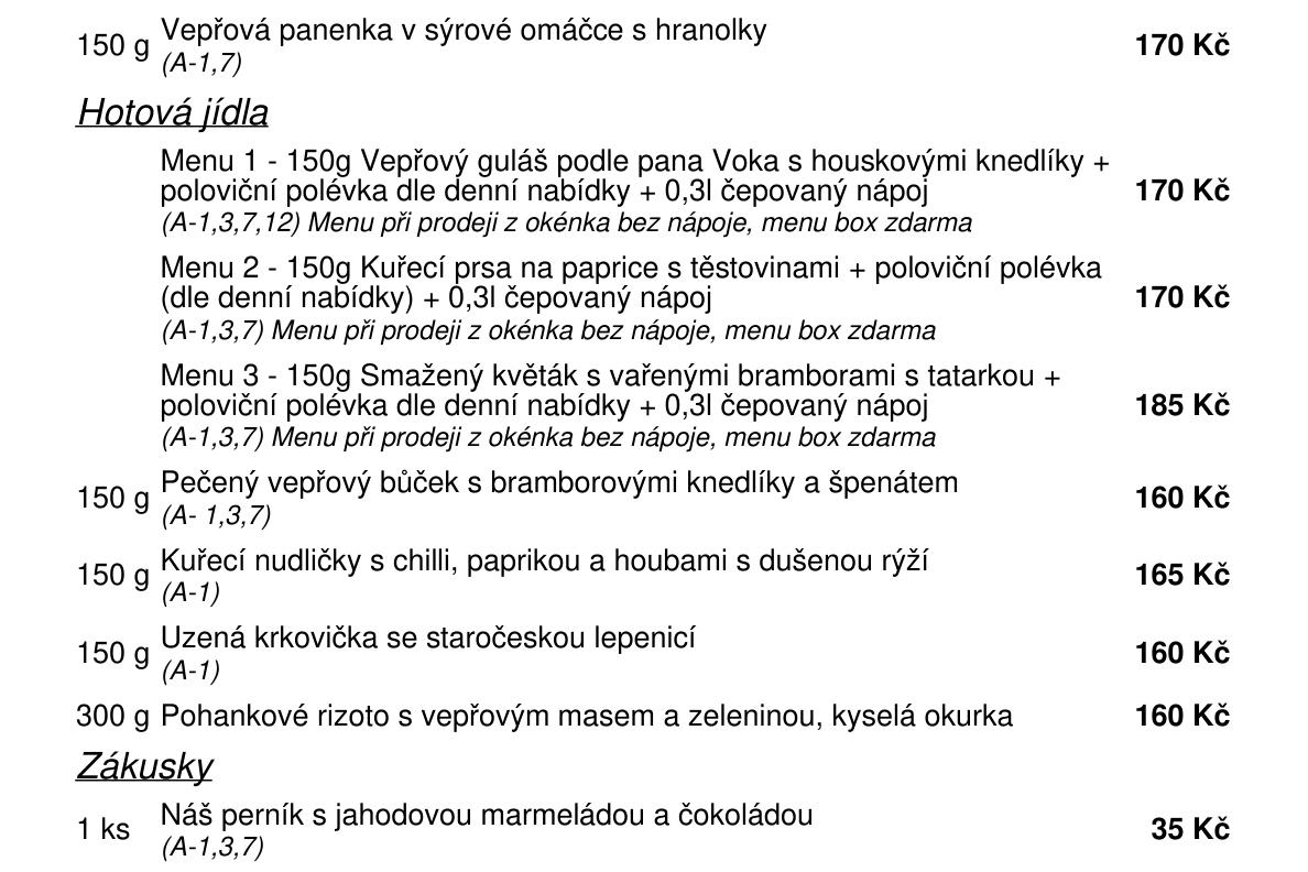 Jídelní nabídka  16.7. 2026