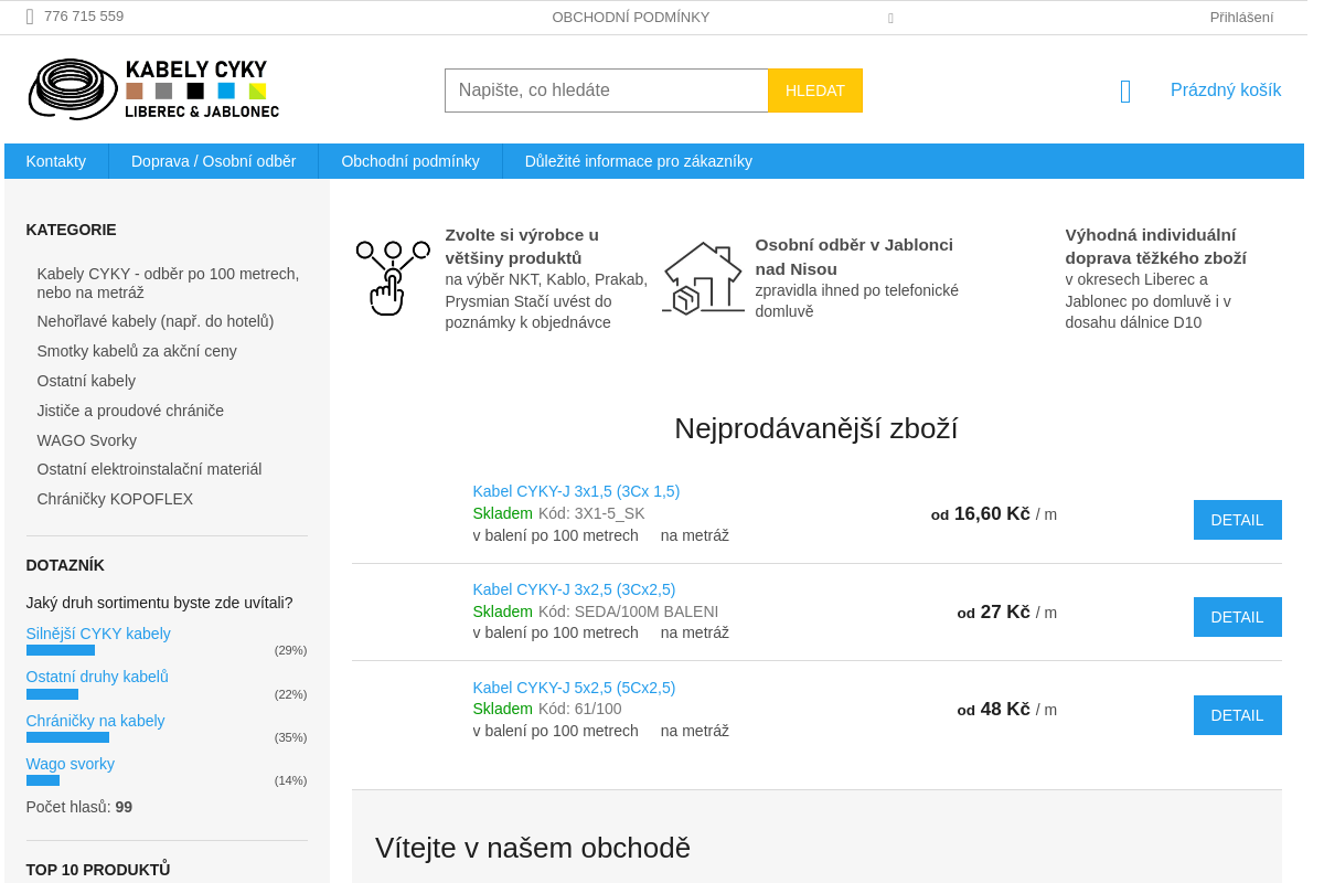 Kabely CYKY Jablonec