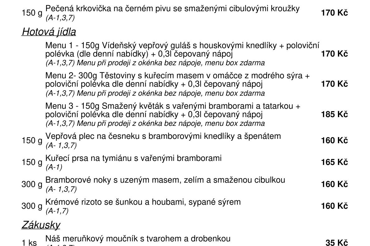 Jídelní nabídka  30.7. 2026