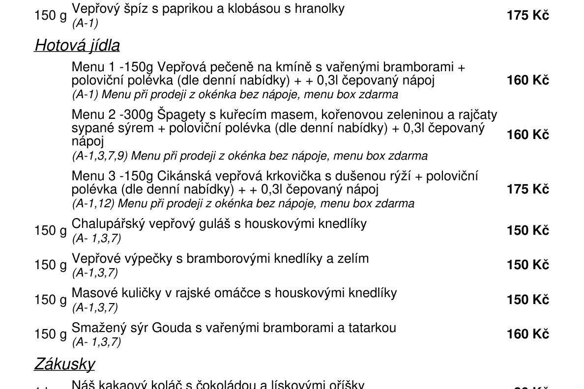 Jídelní nabídka  3.7. 2026