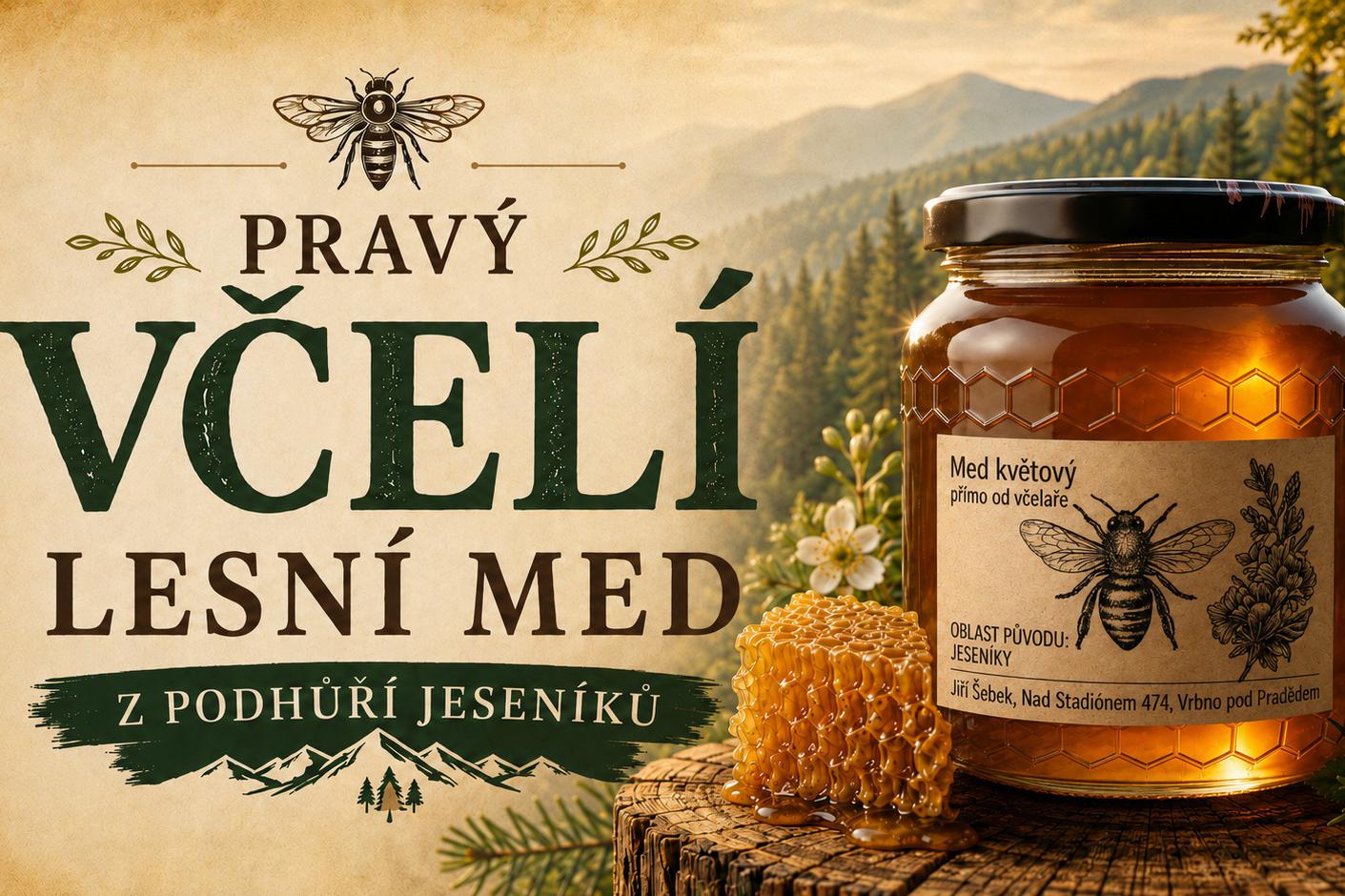 Pravý včelí lesní med z podhůří Jeseníků