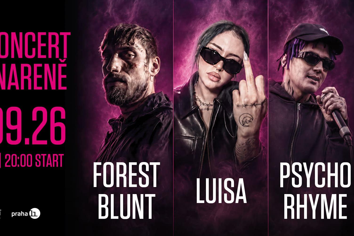Trojkoncert: Luisa, Psycho Rhyme & Forest Blunt