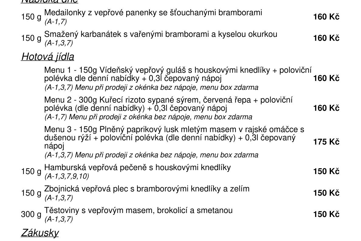 Jídelní nabídka  2.7. 2026