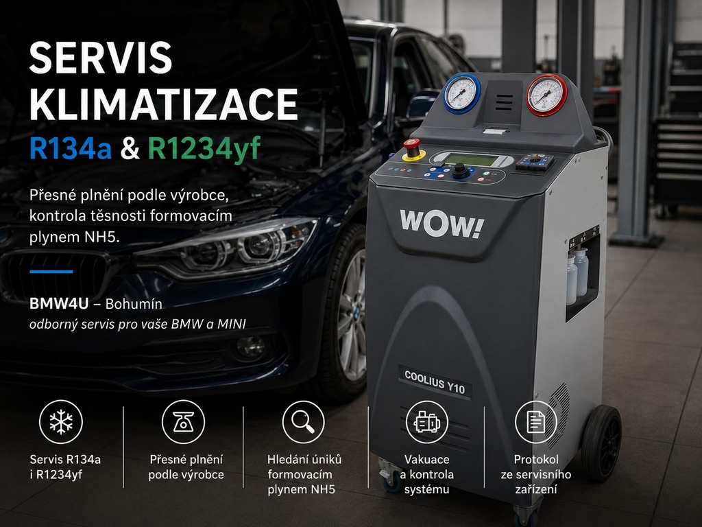 Servis klimatizace BMW a MINI, R134a i R1234YF