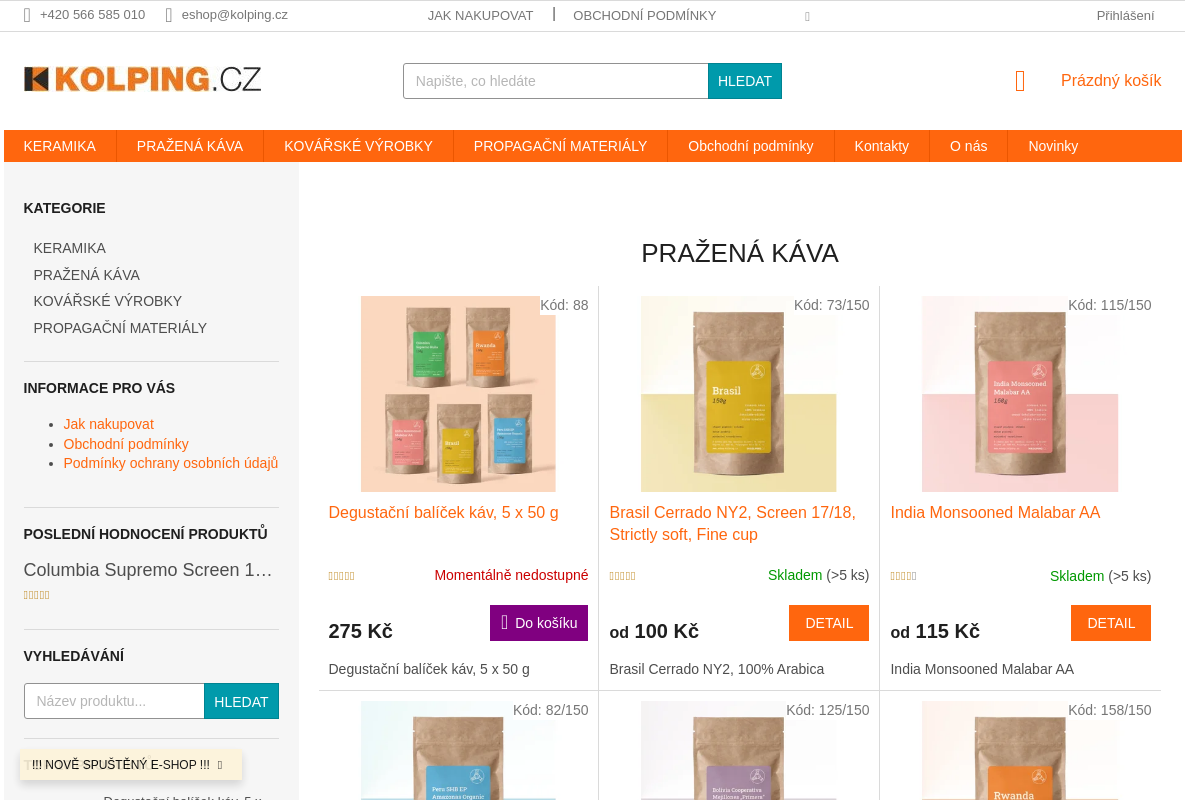 Pražírna kávy TK Sejřek – prodej a eshop kávy