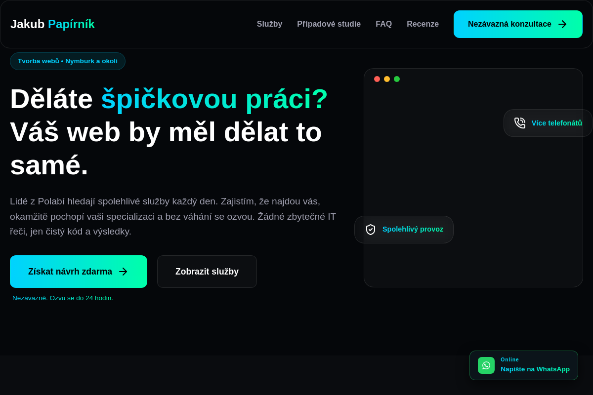 Jakub Papírník – Tvorba webů a automatizace