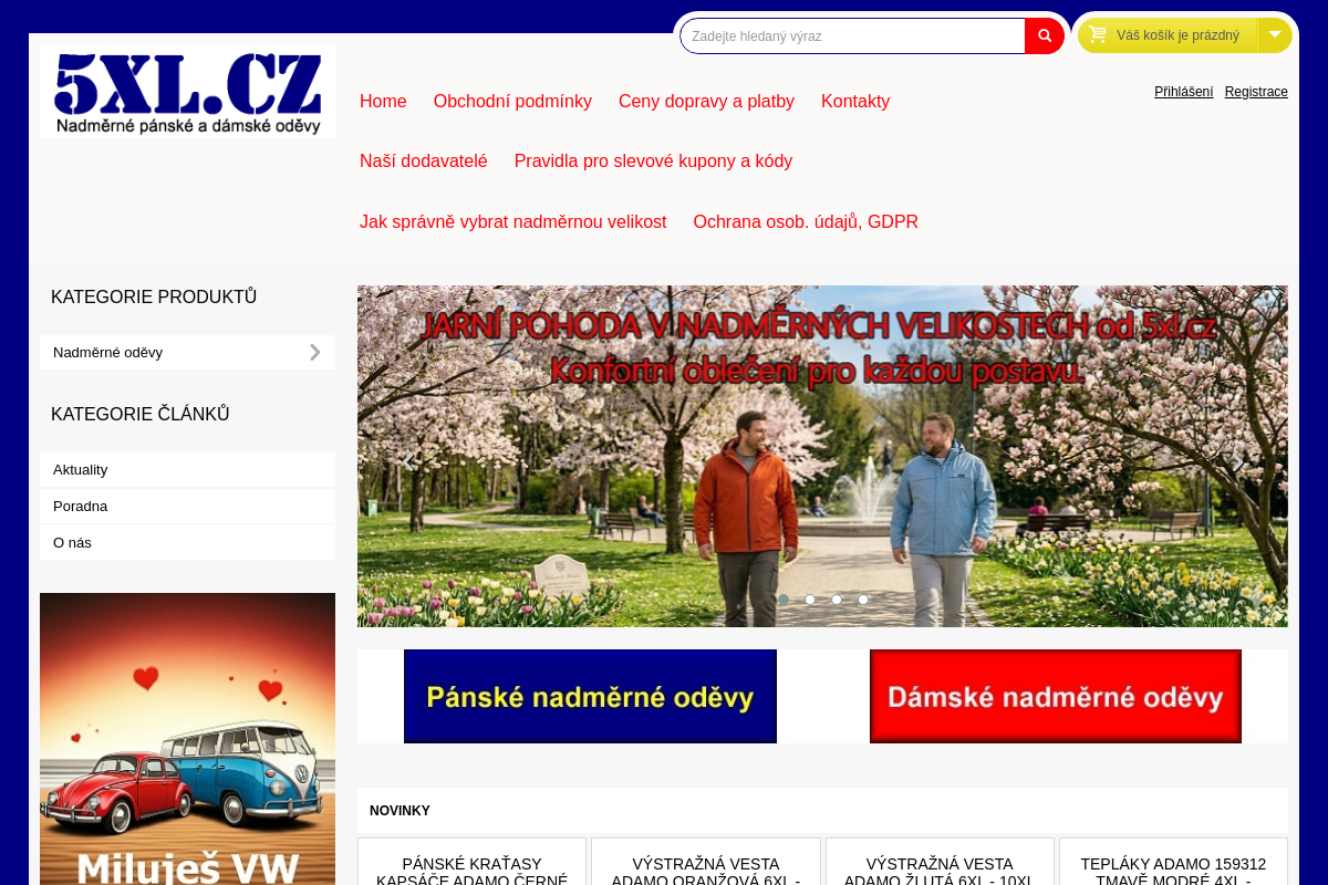 5xl.cz Nadměrné oděvy