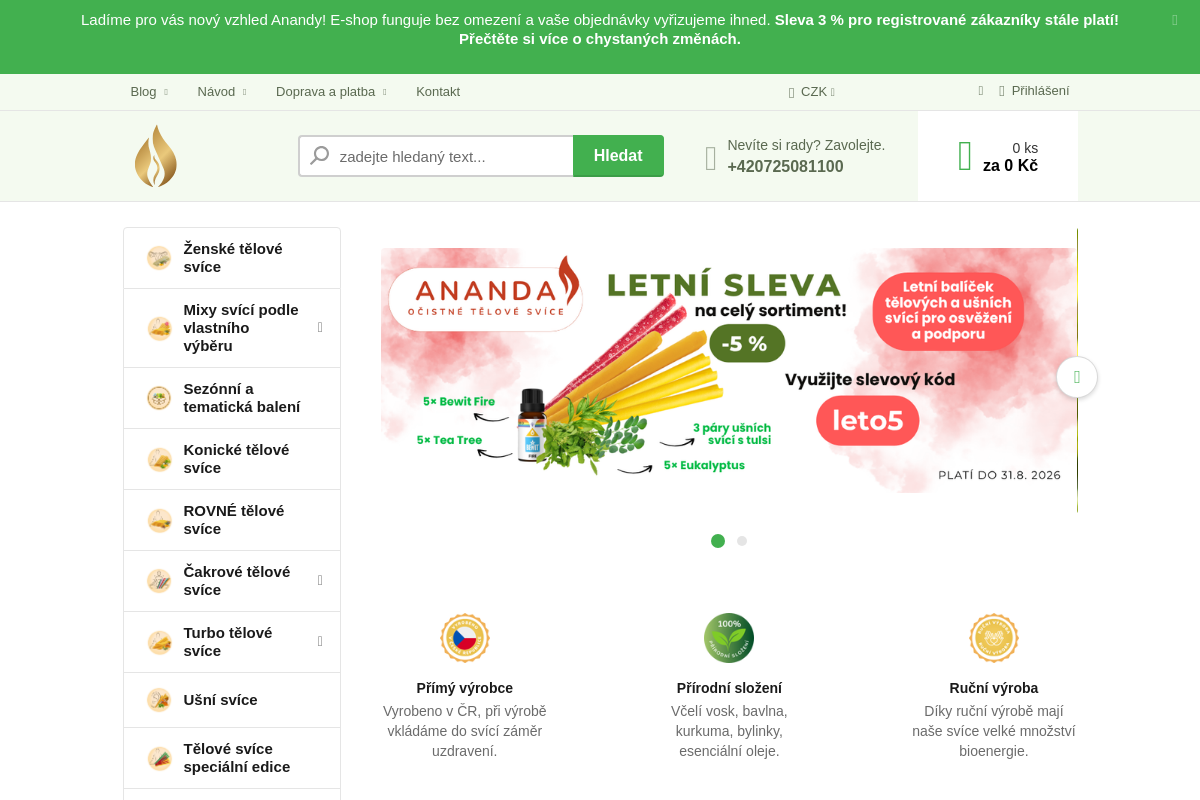 Ananda tělové a ušní svíce