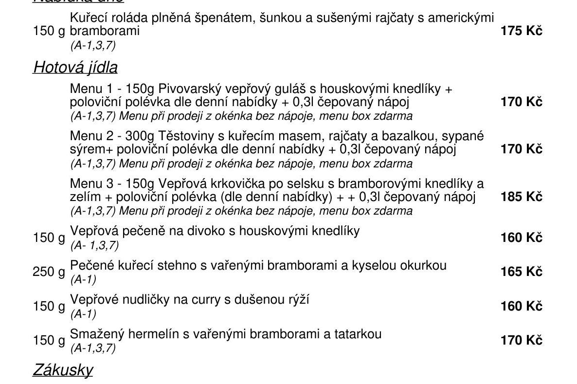 Jídelní nabídka  5.8. 2026