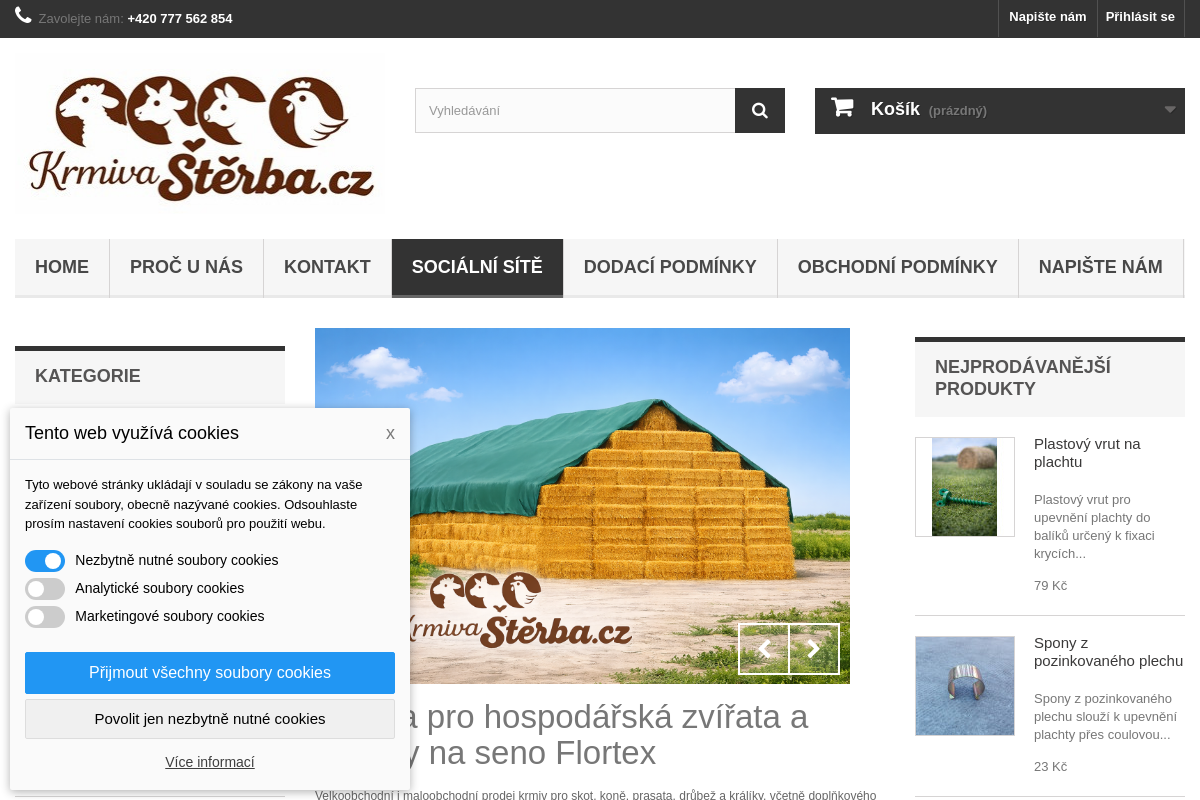 Krmiva Štěrba - krmiva pro hospodářská zvířata, plachty na seno Flortex