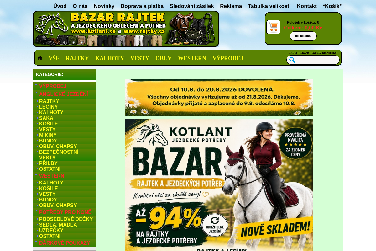 Jezdecké potřeby - Kotlant.cz