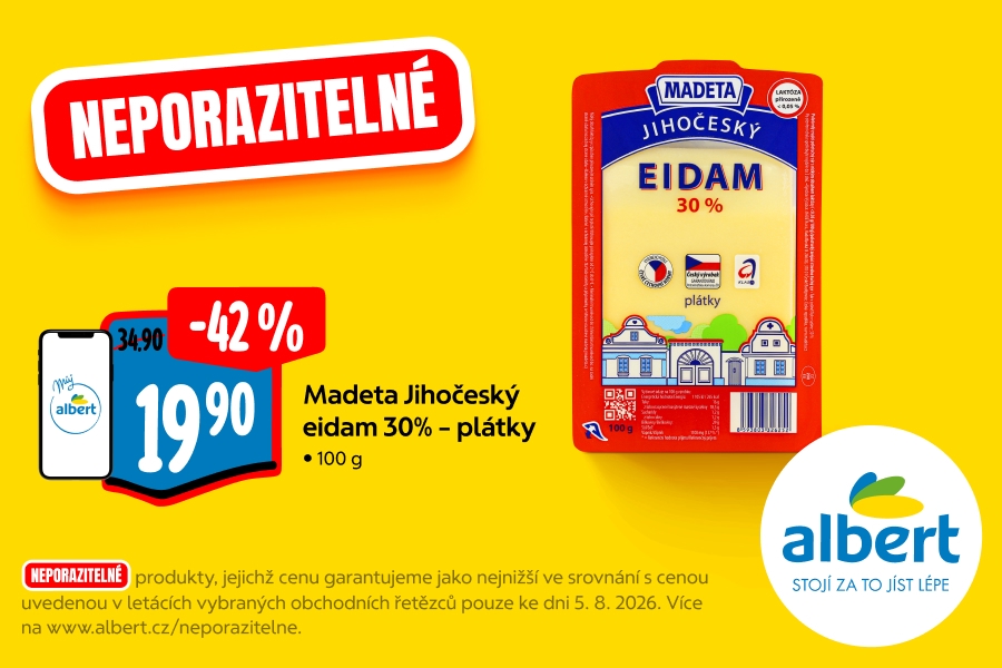 Madeta Jihočeský eidam 30% - plátky