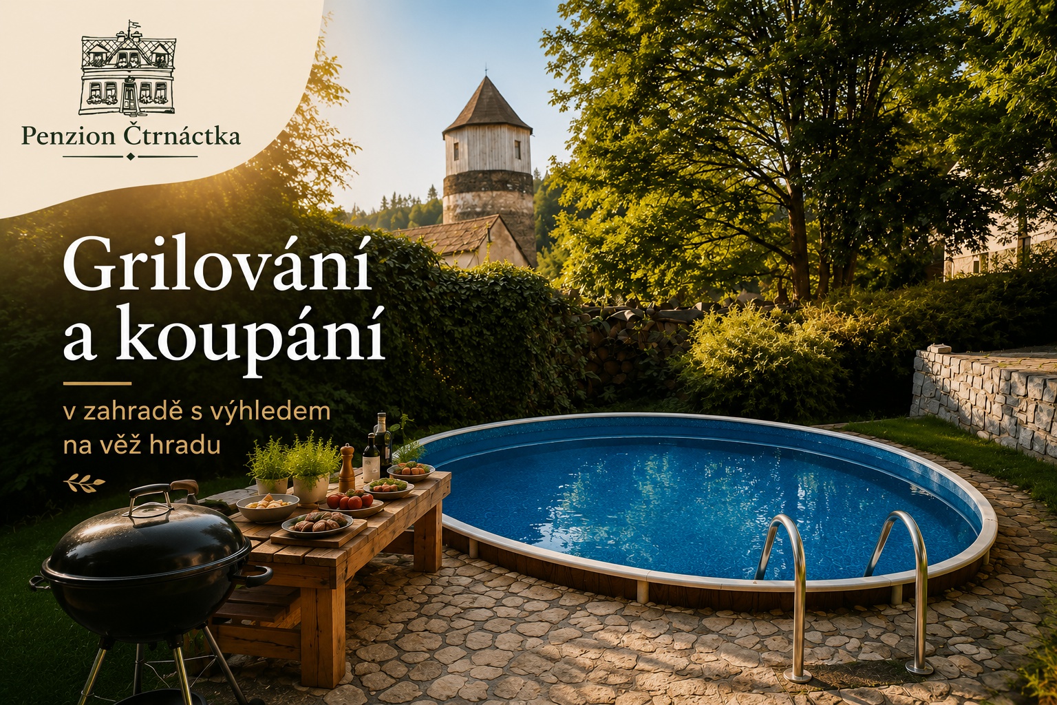 Grilování a koupání v zahradě