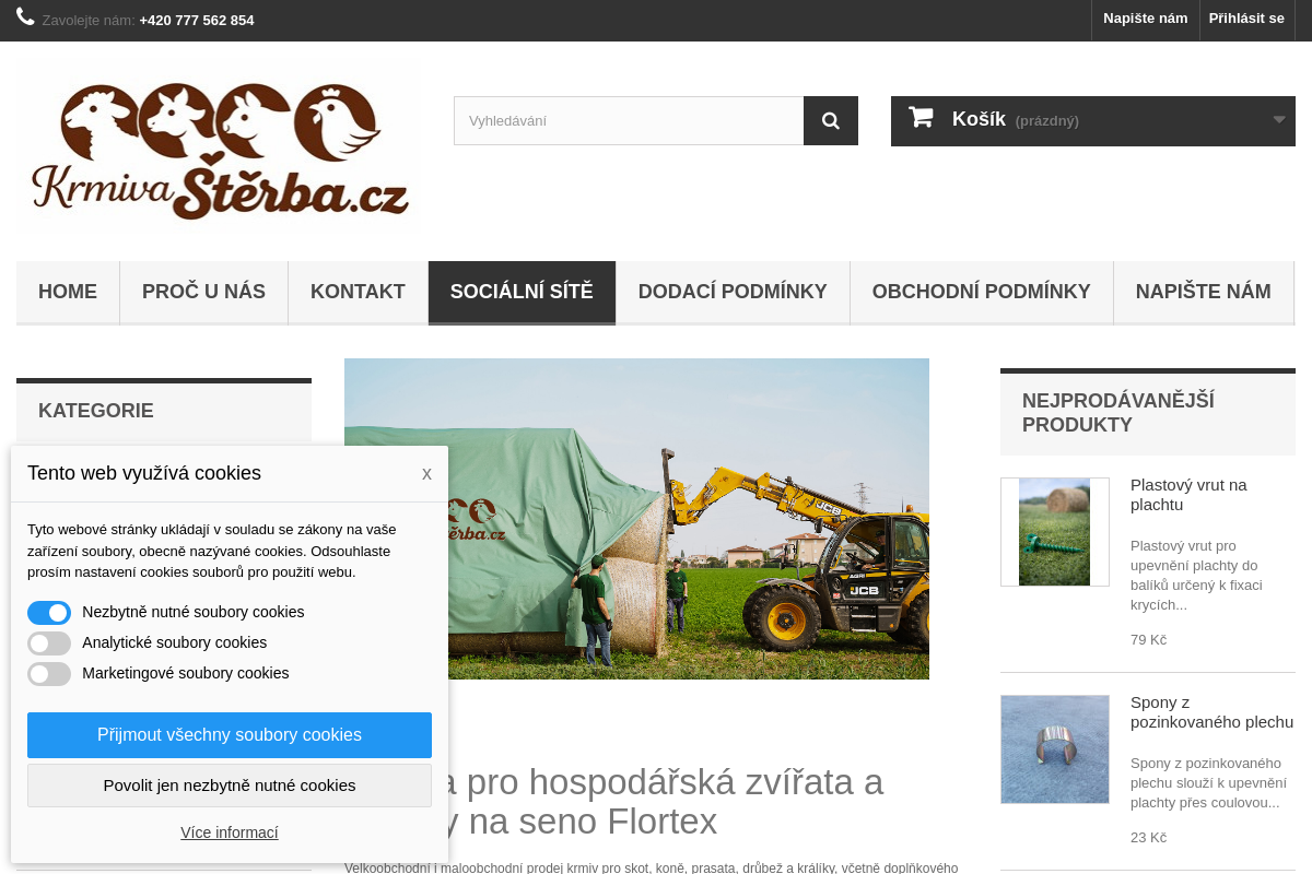 Krmiva Štěrba - krmiva pro hospodářská zvířata, plachty na seno Flortex