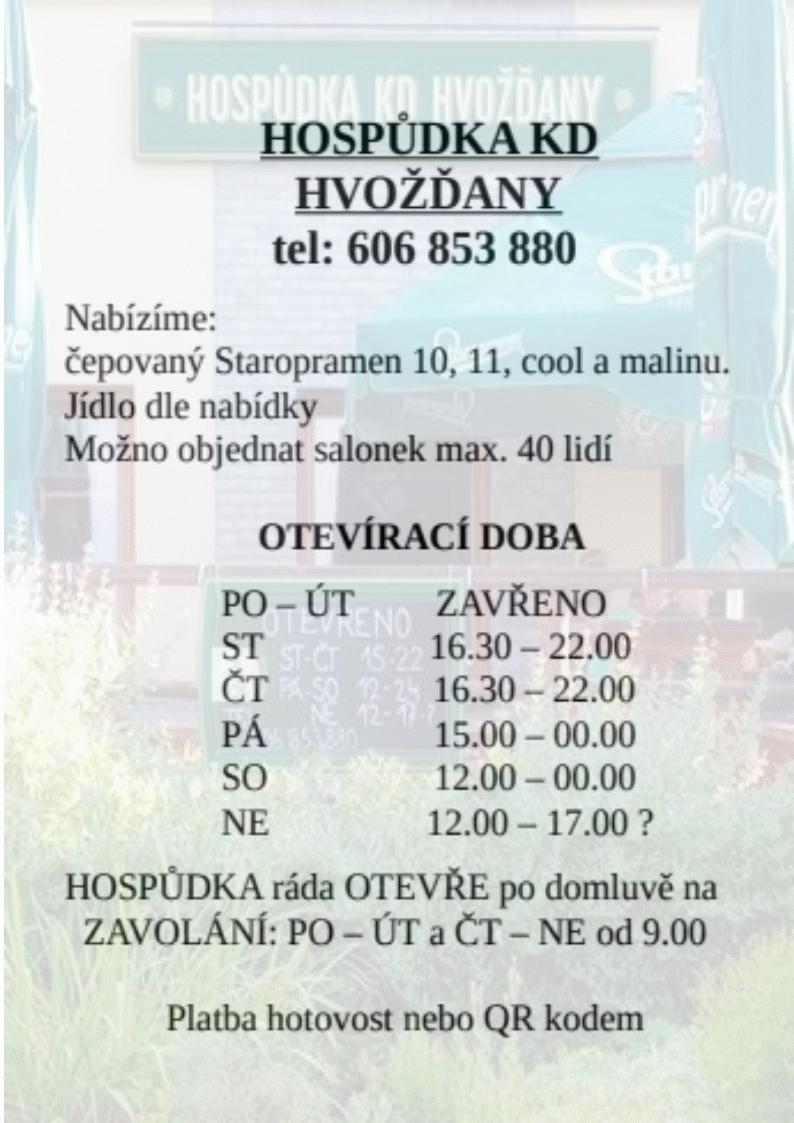 Hospůdka KD Hvožďany