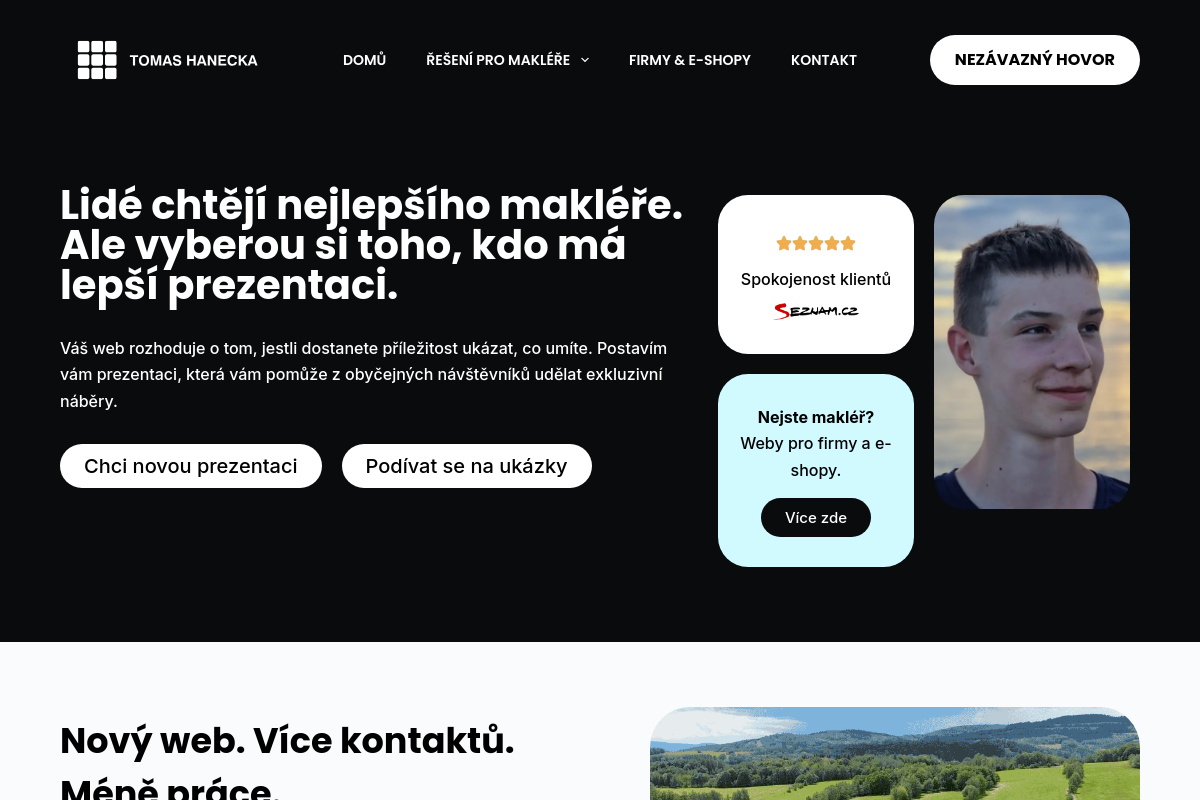 Webové prezentace pro realitní makléře | Tomáš Hanečka
