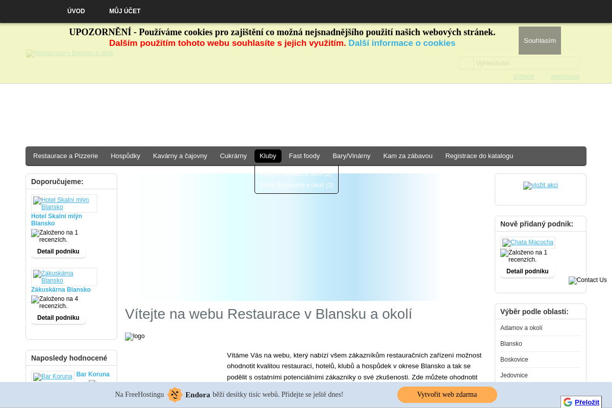 Restaurace v Blansku a okolí
