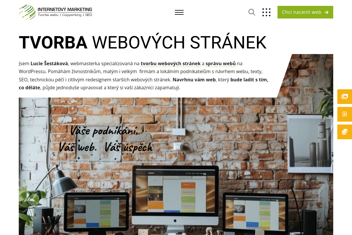 Lucie Šestáková - tvorba webových stránek a správa webů