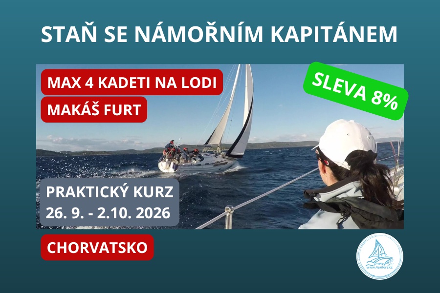 Praktický kapitánský kurz / 4 kadeti na lodi