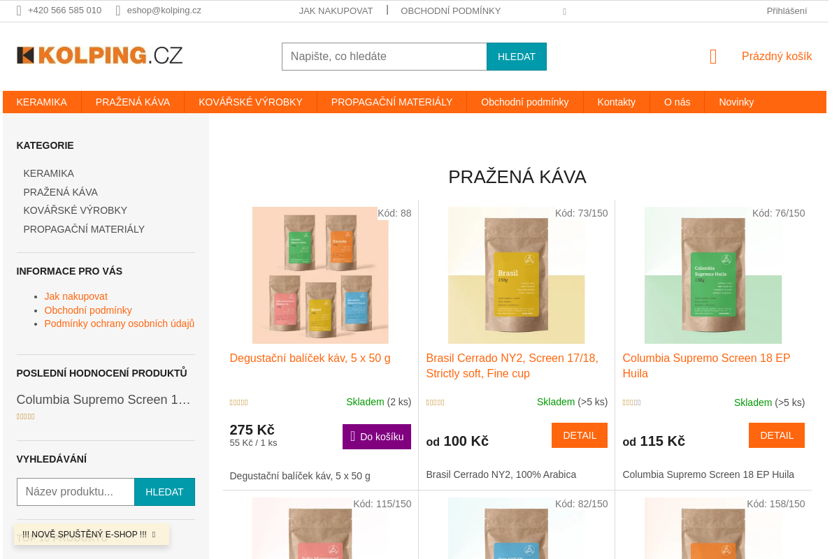 Pražírna kávy TK Sejřek – prodej a eshop kávy