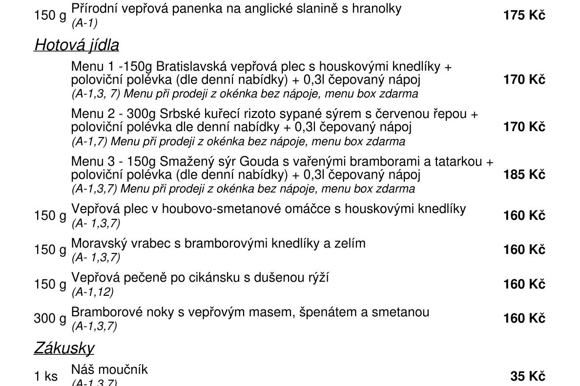 Jídelní nabídka  3.8. 2026
