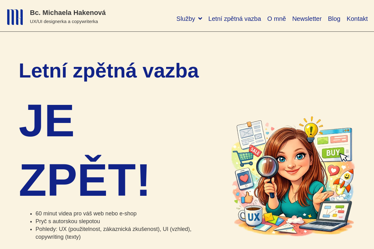 Bc. Michaela Hakenová, webová konzultantka a copywriterka