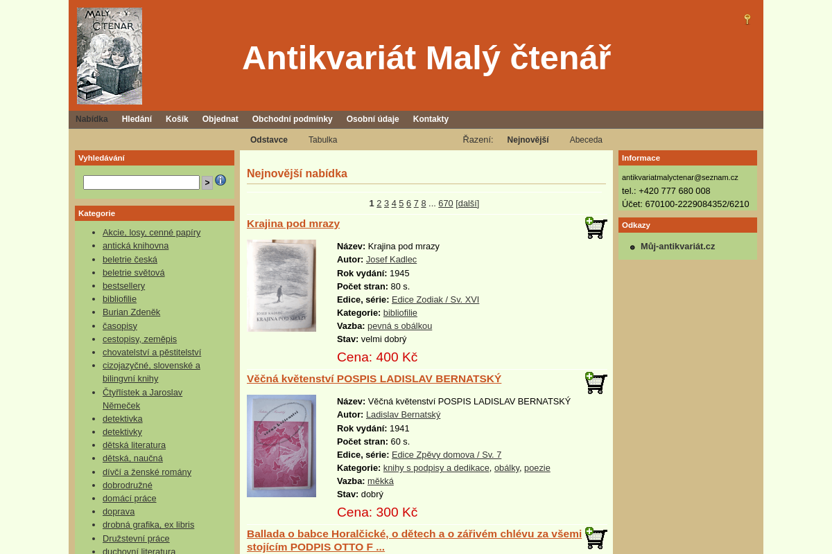 Antikvariát Malý čtenář