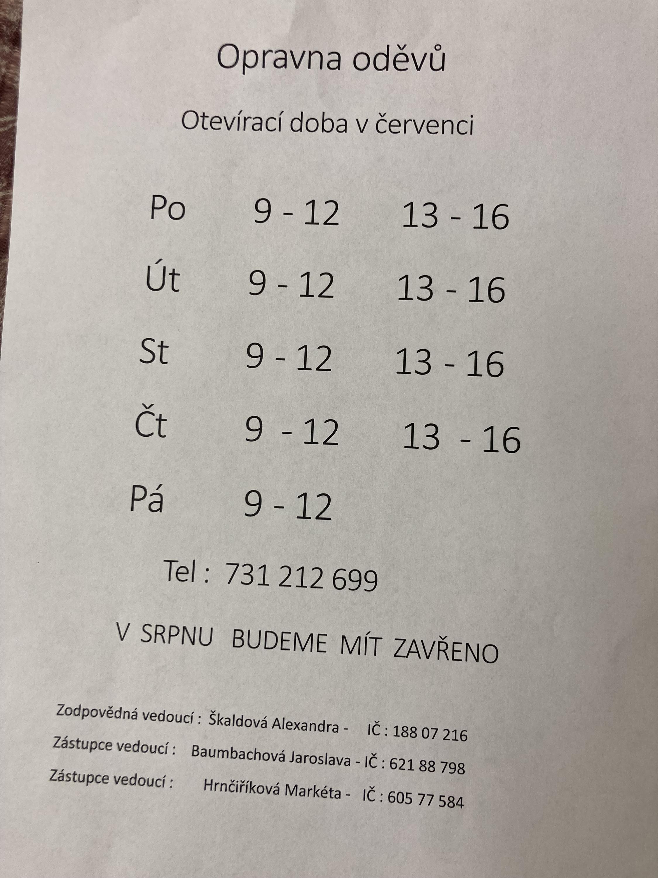 Opravna oděvů Jaroslava Baumbachová foto 3
