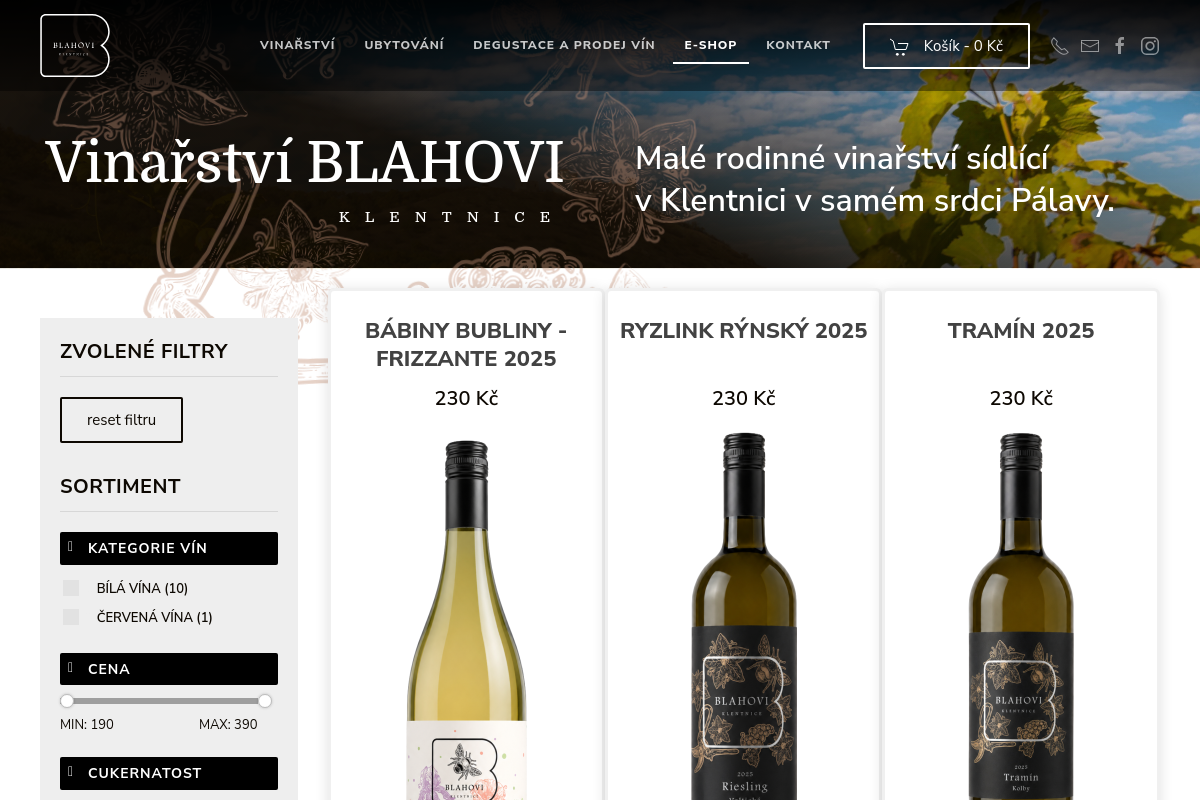 E-shop Vinařství Blahovi