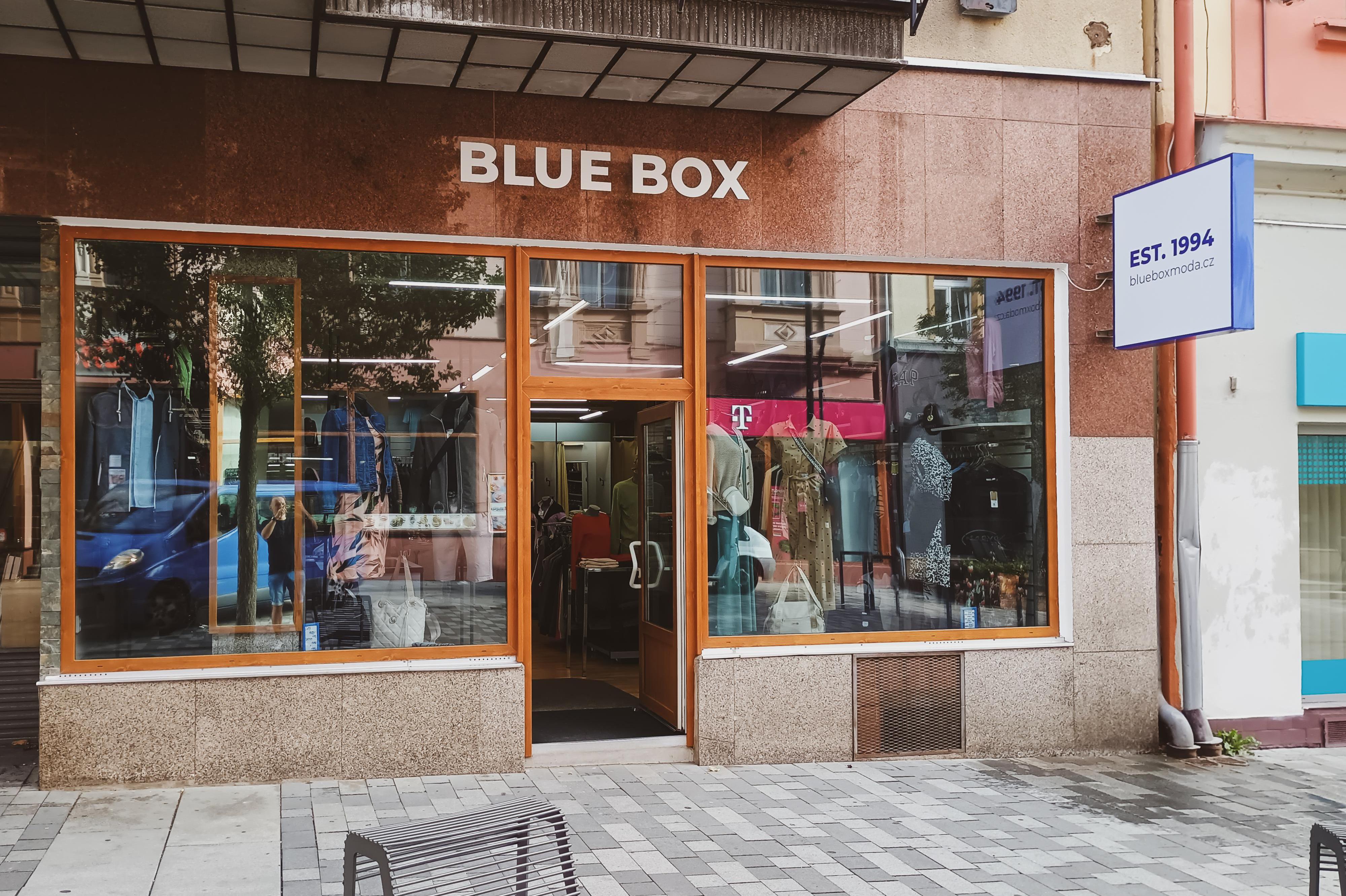 Blue box jeans & clothing