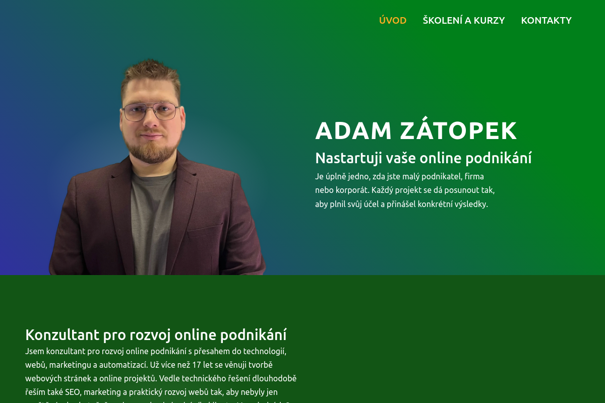 Tvorba webových stránek Adam Zátopek