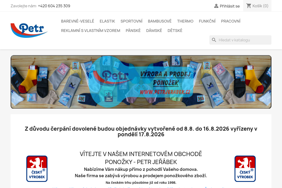 Petr Jeřábek - výroba a prodej ponožek