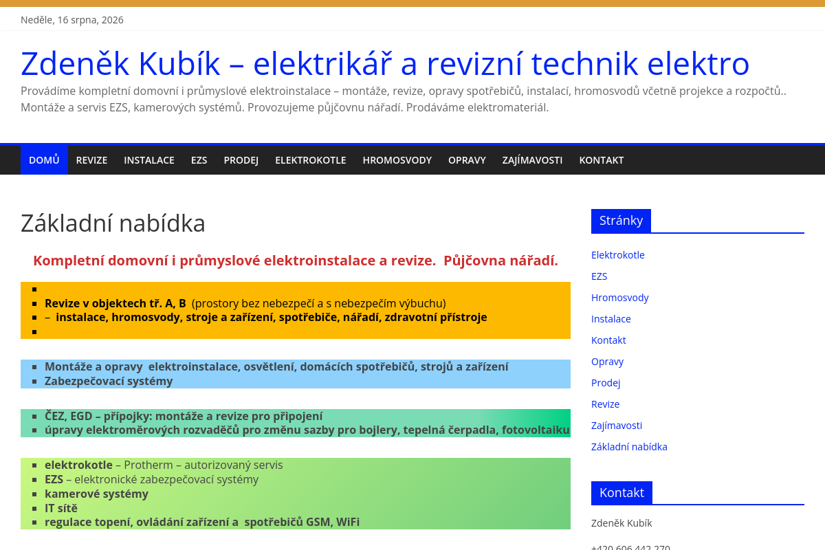 Zdeněk Kubík – elektrikář a revizní technik elektro