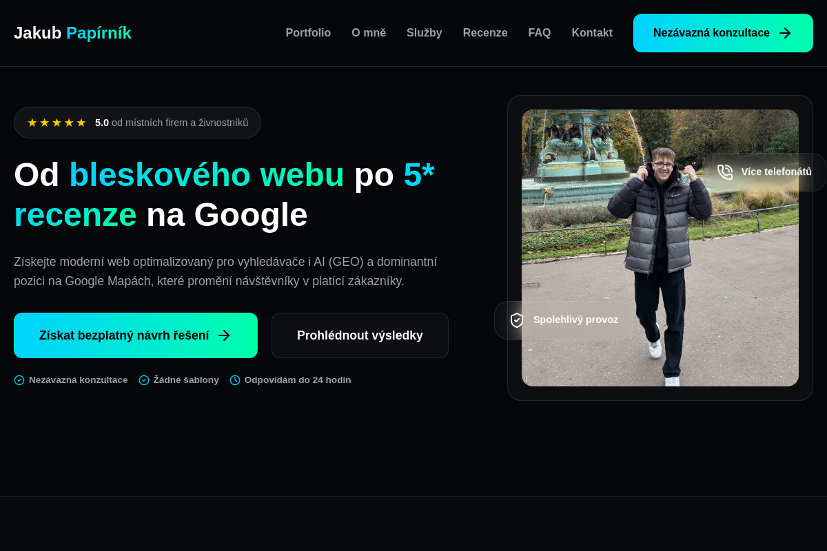Jakub Papírník – Tvorba webů a automatizace