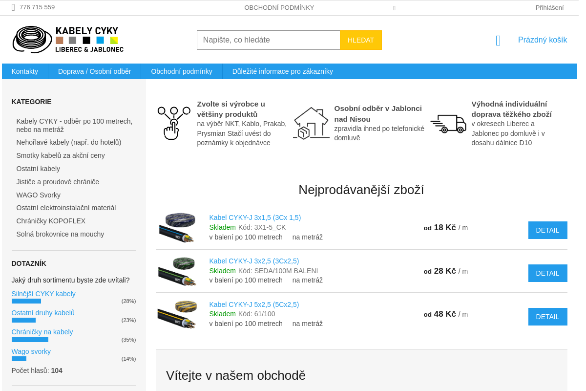 Kabely CYKY Jablonec