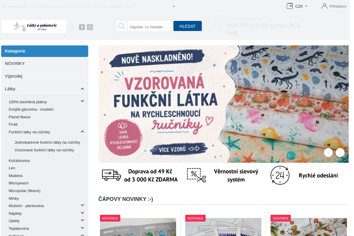 Látky a galanterie od čápa