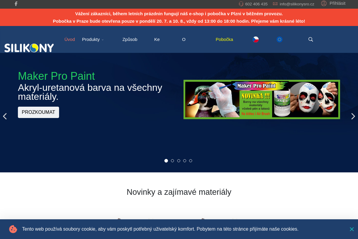 Prodej formovacích silikonů - SILIKONY s.r.o.