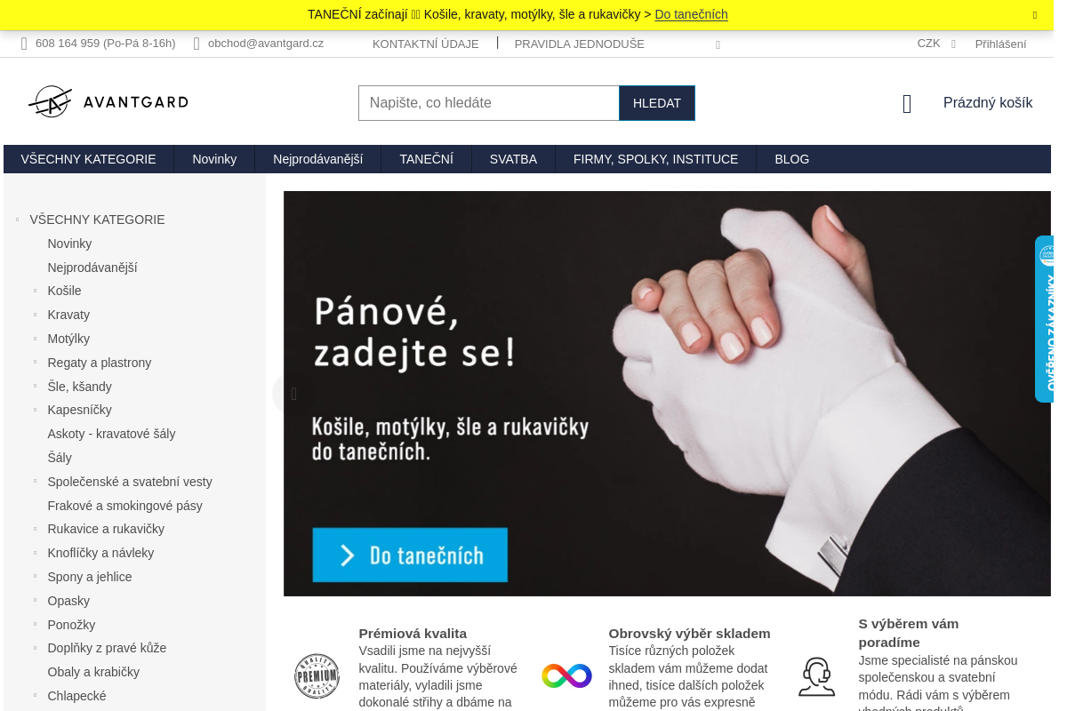 Avantgard.cz - košile | kravaty | vázanky | šle | doplňky