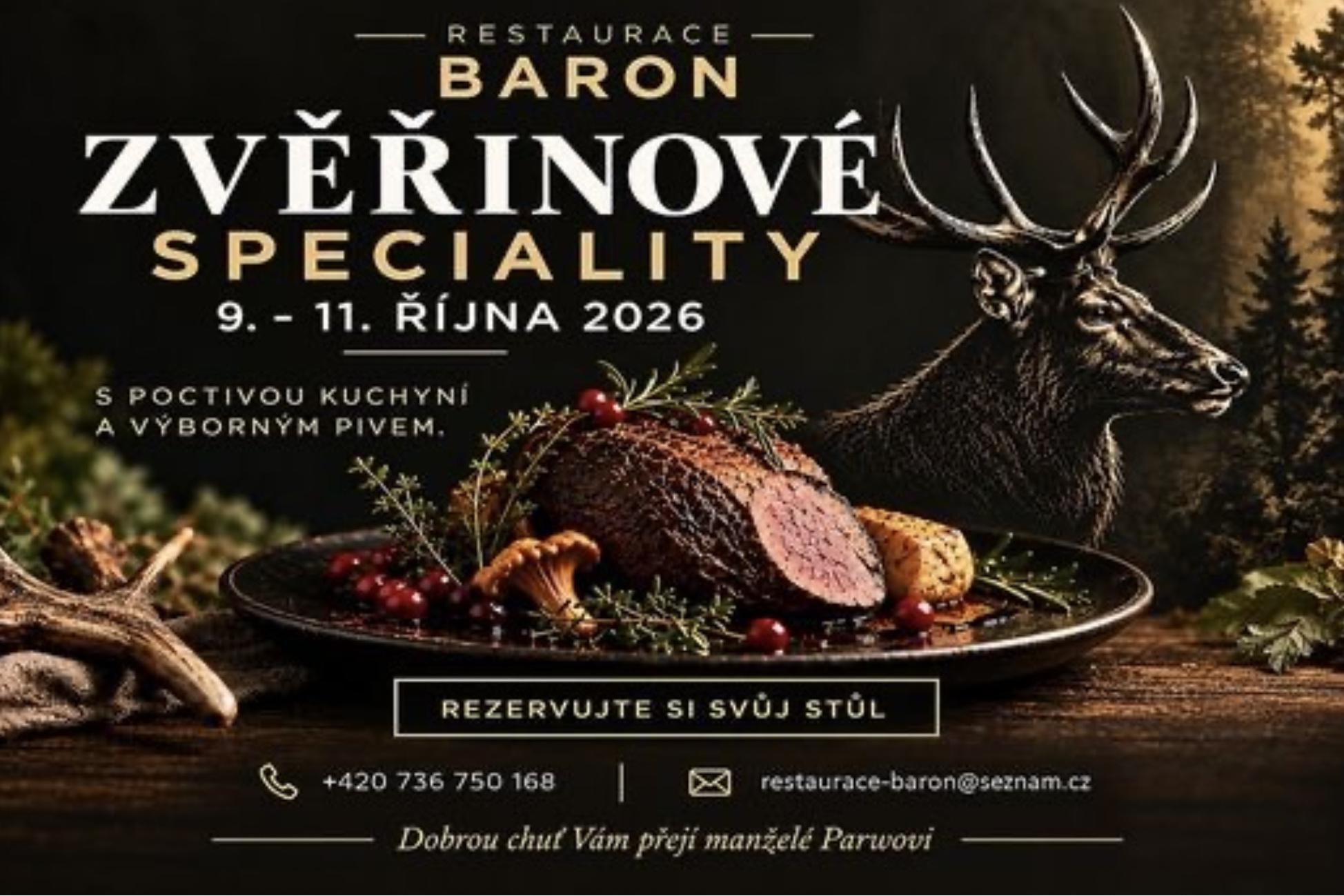 Zvěřinové speciality v Restauraci Baron