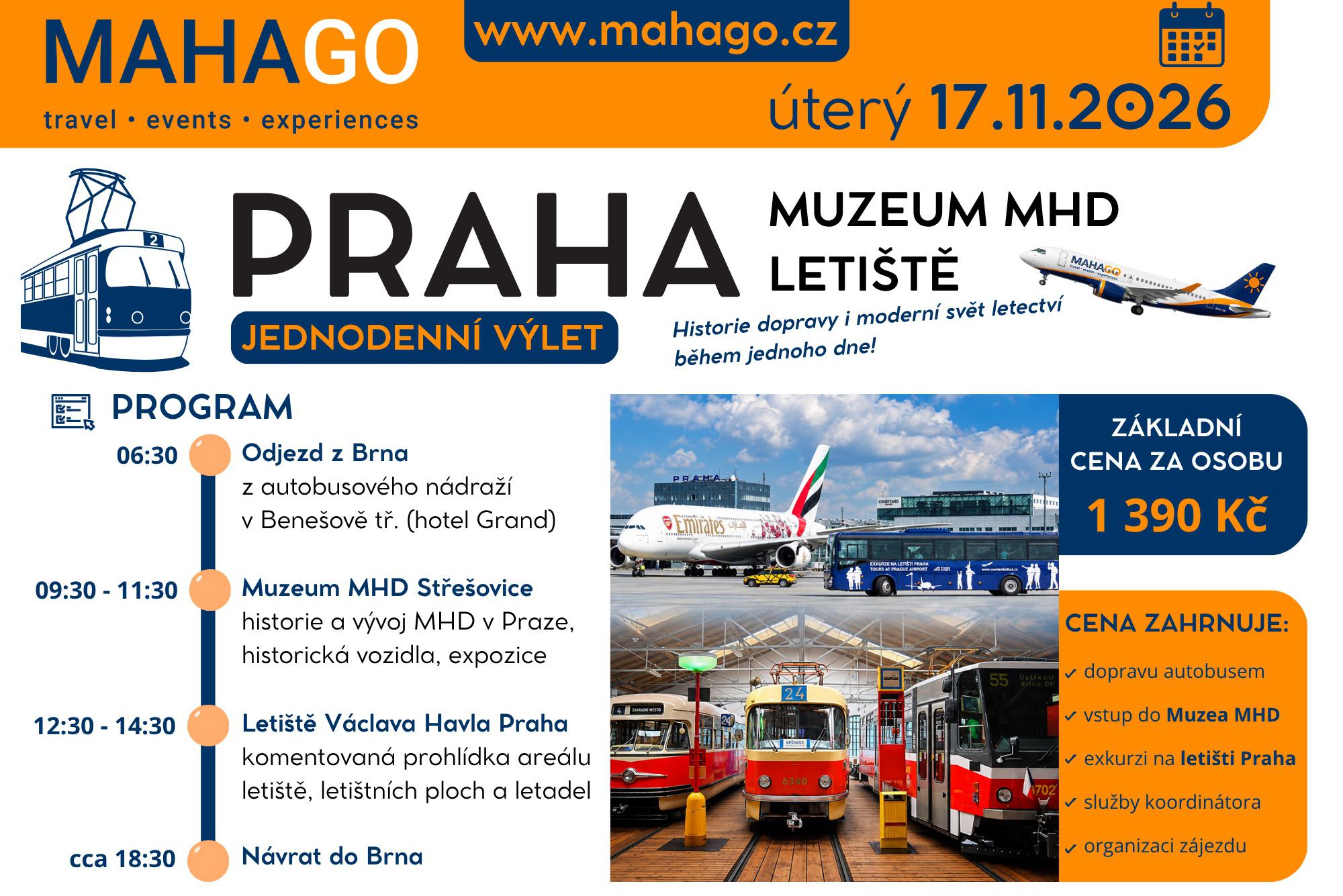 ZÁJEZD: PRAHA - EXKURZE LETIŠTĚ PRAHA + MUZEUM MHD